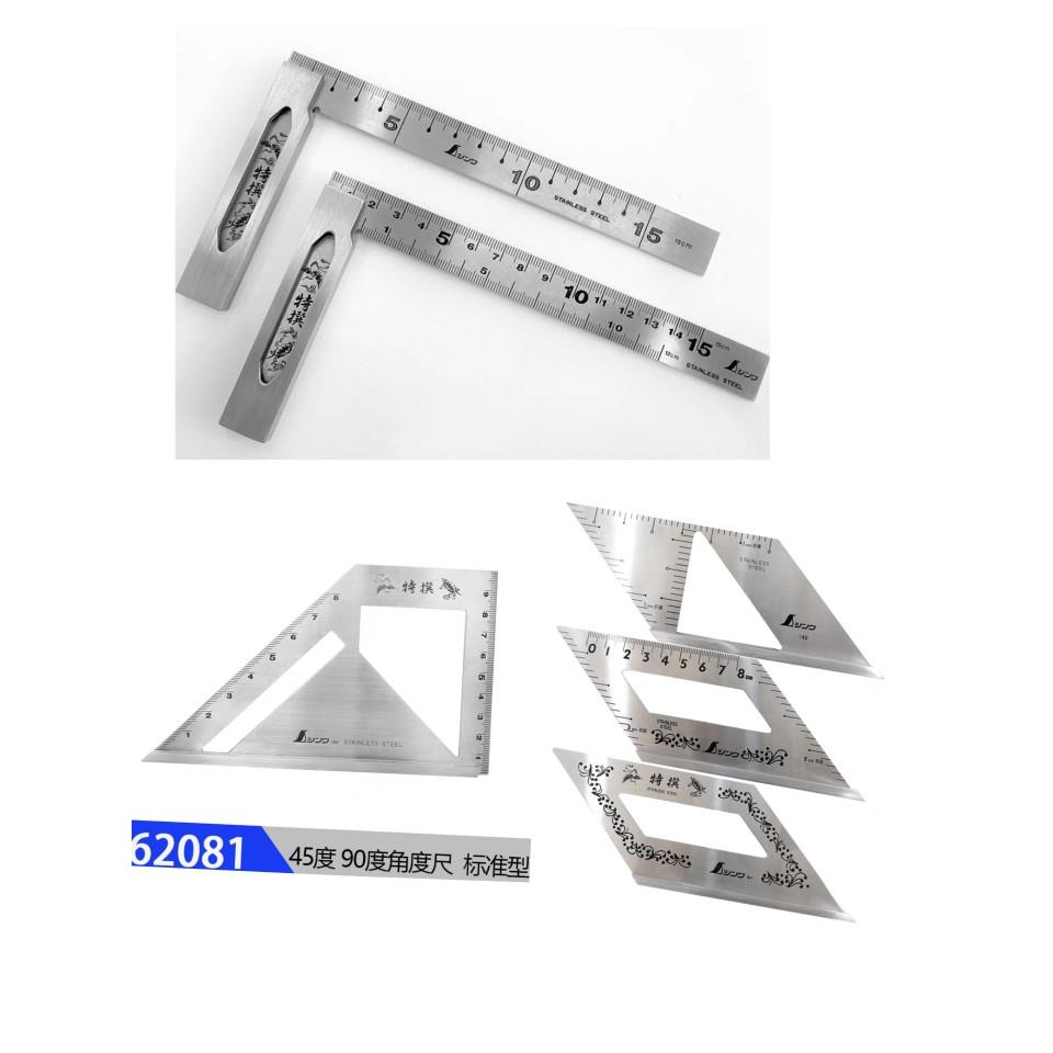 日本亲和高精度宽座90度不锈钢角度尺45度直角尺多功能木工过线尺