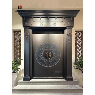 铸铝农村自建房别墅大门双开门入户对开进户子母中式四开防盗定制