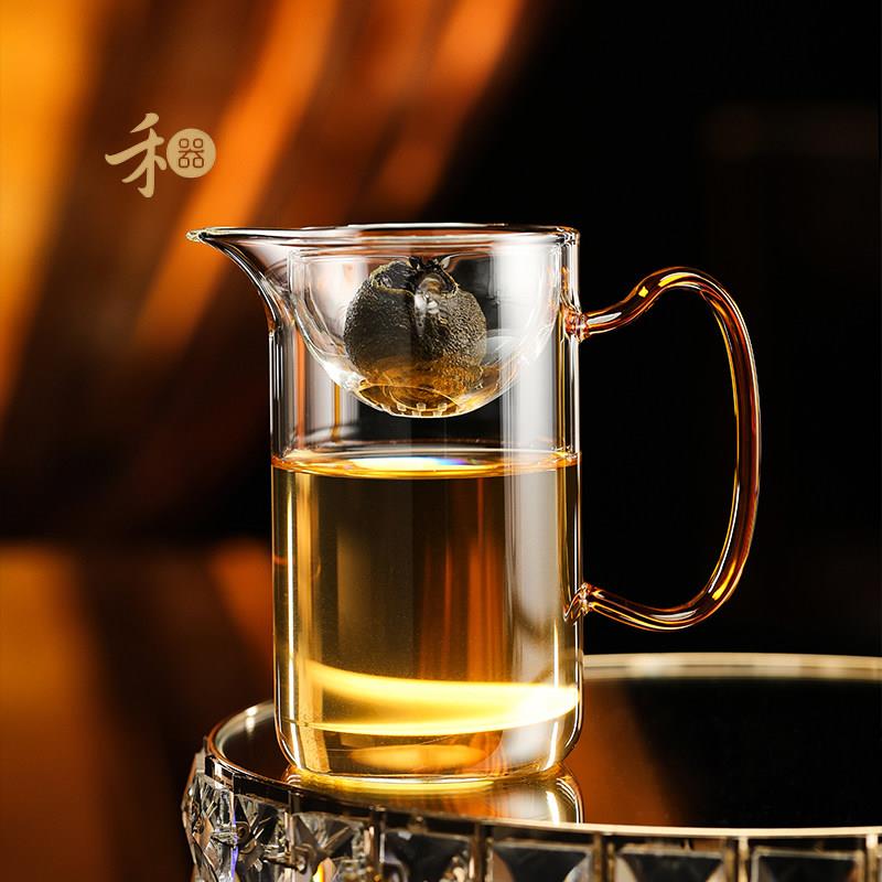 禾器沁润茶海小青柑泡茶器高硼硅手工加厚玻璃公道杯带过滤分茶器