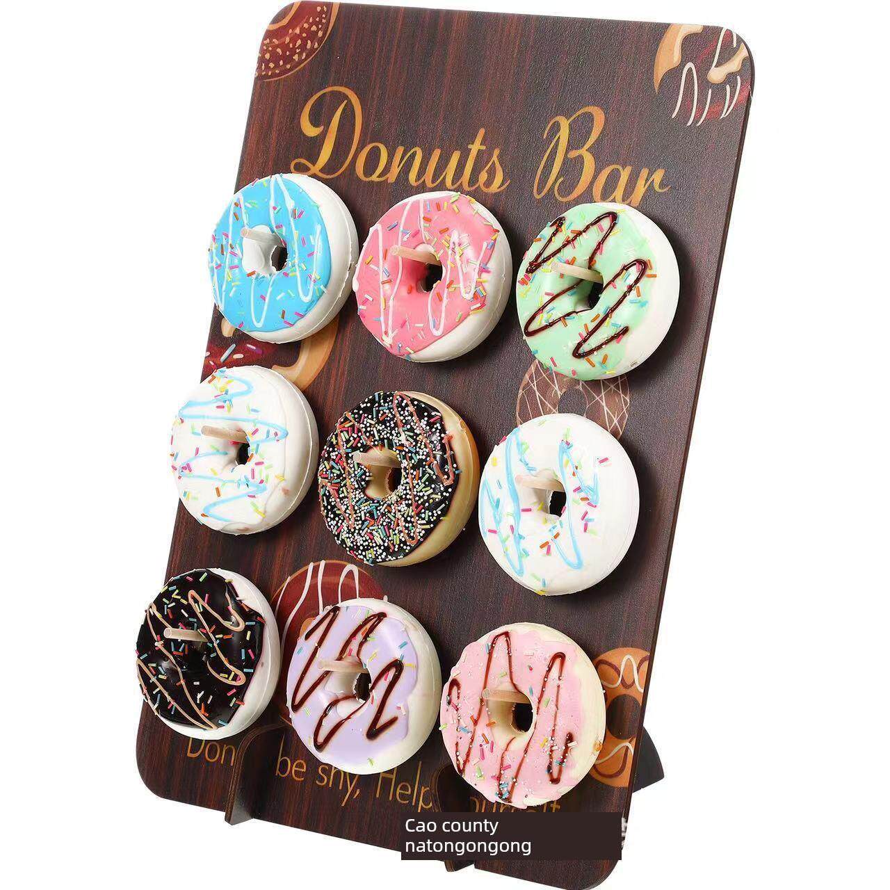 跨界木制甜甜圈布置展示架DIY道具支撑板墙圣诞木板支撑展示