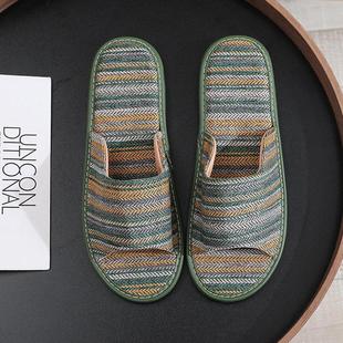 男女家居室内防滑软底静音防臭棉麻居家用 亚麻凉拖鞋 日本代购 夏季