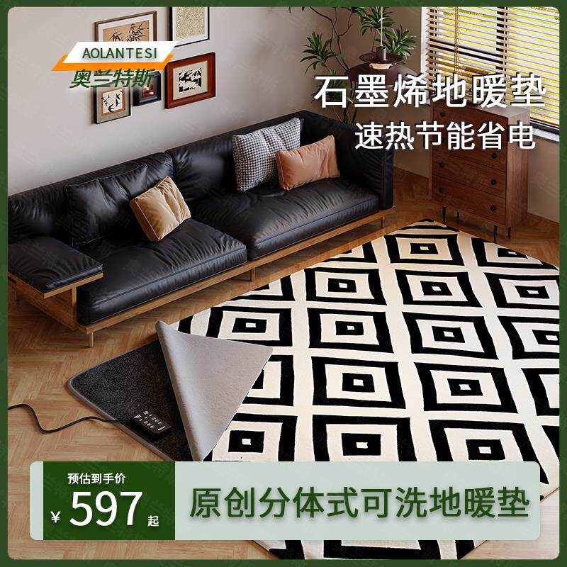 【可机洗】石墨烯地暖垫客厅家用可移动地暖榻榻米电热地毯地热垫
