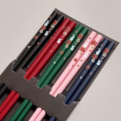 日本进口天然木筷子5双装家用高档日式尖头防滑筷家庭洗碗机可用