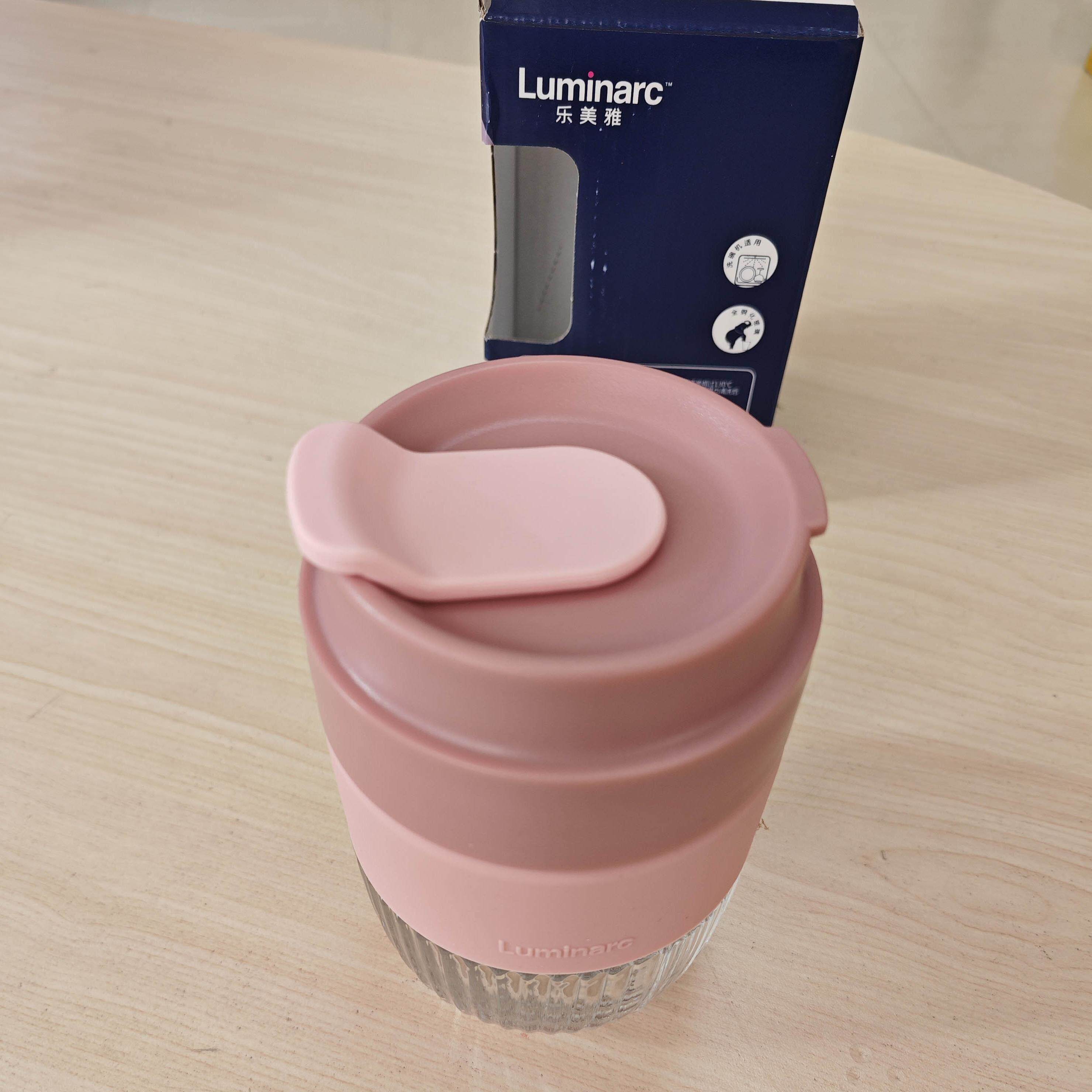 乐美雅幻彩乐啡杯350ml 玻璃杯带盖密封时尚随行杯耐热泡茶水杯