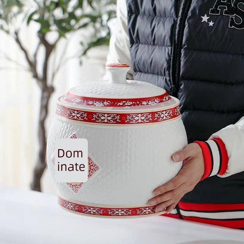 德国进口景德镇陶瓷米缸米桶器皿5L/10/20/25/30斤储物罐带盖箱防