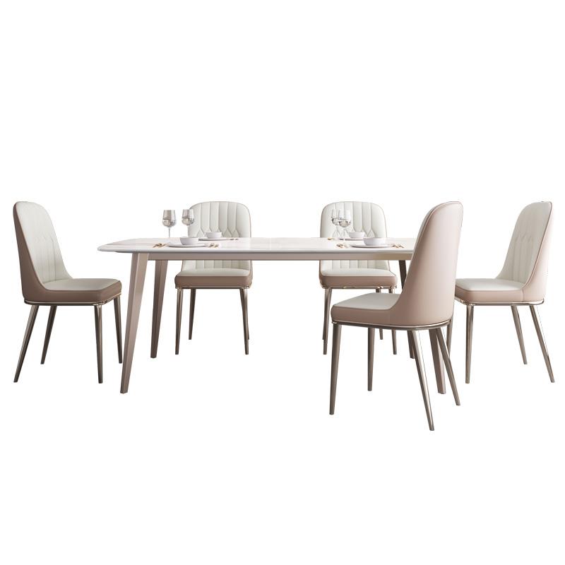 轻奢进口意大利亮光岩板餐桌椅组合简约现代意式饭桌子家用小户型