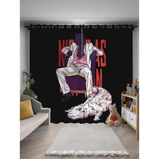 黑色社会猫潮男定制窗帘遮光桌游网吧隔断装 饰宿舍环保免打孔短帘