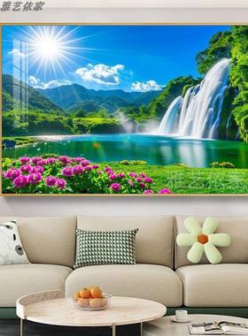 绿色自然山水风景装饰画 画入户玄关过道挂画 画饭厅卧室床头背景