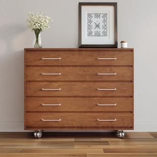 中古五斗柜实木覆古餐边柜沙发边柜移动收纳储物抽屉柜卧室床尾柜