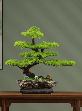 彷真假绿植迎客松盆景植物家居客厅玄关办公室桌面装饰摆件造景