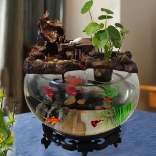 鱼缸过滤器古法流水增氧全套造景循环水鱼池瀑布摆件生态创意鱼盆