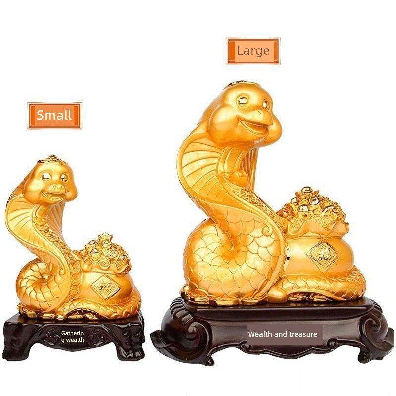 十二生肖蛇摆件招财，元宝，聚宝盆，风水财运木纹，可携S爱手工