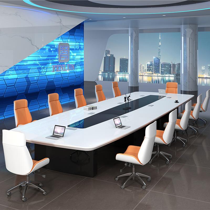 德国GIenny烤漆会议桌长桌简约现代大型办公室长方形洽谈桌椅组合