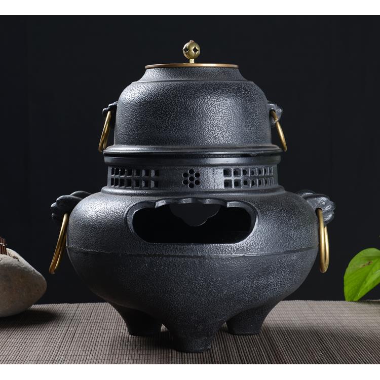 鬼面风炉铸铁火炭炉日本铸铁炉纯手工大炭炉火钵镇宅风釜功夫茶具