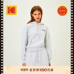 【新品】【炫彩光谱】KODAK柯达2025秋冬女式 Logo棉感连帽卫衣