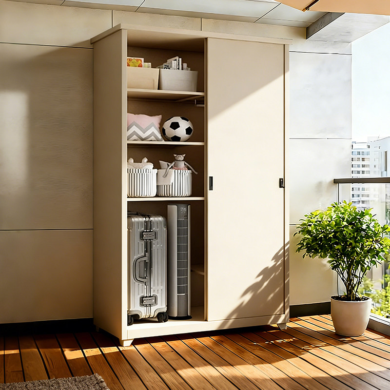 家用阳台储物柜卧室推拉门衣柜户外防晒防水杂物柜行李箱收纳柜