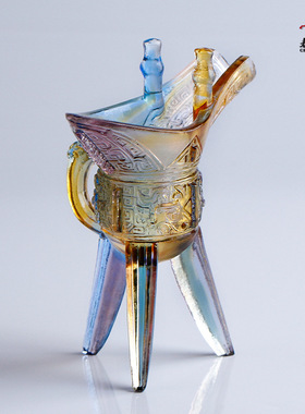 琉璃爵摆件月尊东方青苍王鹤棣同款酒杯酒樽茶室禅意中式工艺品