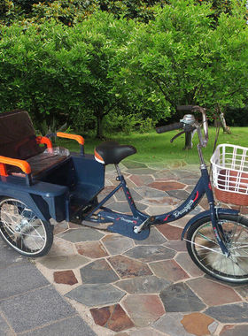 三轮车老年人老人脚蹬自行车代步健身车成人拉货两用脚踏车酒红