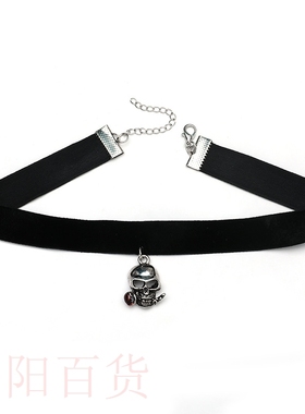 Halloween necklace retro dark skull pendant collar chain Eur