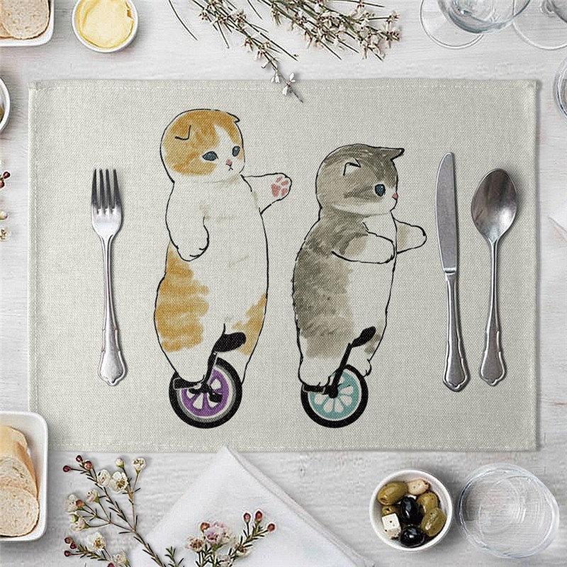 1 Pcs Cute Funny Cat Pattern Kitchen Placemat Dining Table M