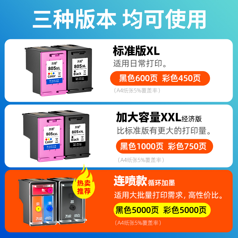 适用惠普2332墨盒HP DeskJet 2332打印机墨盒大容量喷墨连喷墨水