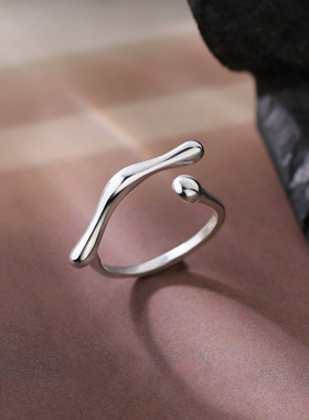 几何925不规则素圈戒指女小众设计食指戒轻奢开口戒尾戒