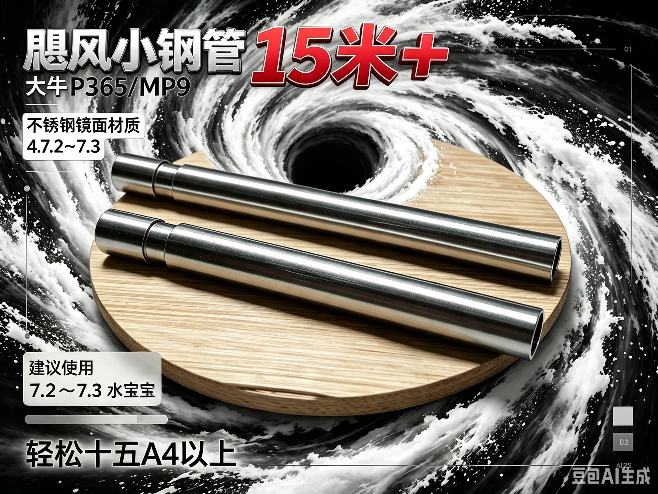 大牛p365/MP9不锈钢轻松15米a4玄学一体管升级一体管 飓风小钢管图片