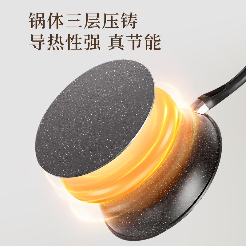 热销【K姐推荐】麦饭石不粘锅平底锅家用牛排煎锅煎蛋煎饼烙饼锅