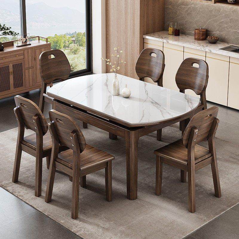 北美黑胡桃板岩实木餐桌和椅子组合为家庭小公寓可伸缩折叠方形和,住宅家具,岩板餐桌,淘宝优惠券,粉丝福利购,淘宝优惠卷