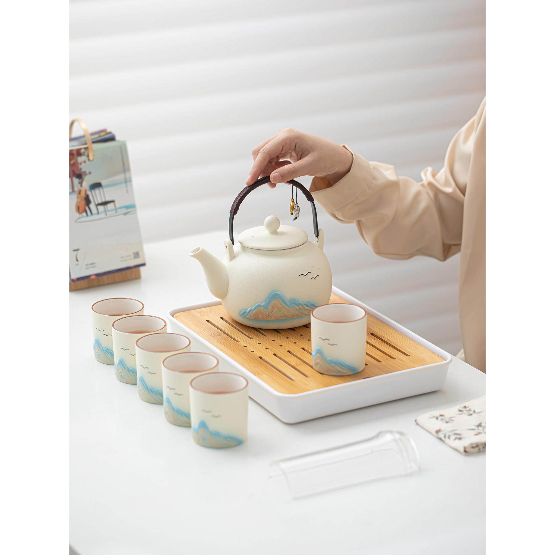 陶瓷茶壶家用泡茶壶功夫茶具套装办公室喝茶壶中式提梁壶2026新款