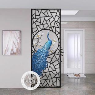 简约现代新中式屏风艺术玻璃隔断钢化客厅入户玄关柜餐厅遮挡定制