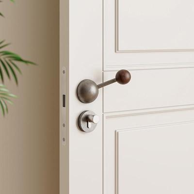 一半房门锁化妆室卧室中古风机械门锁黑胡桃木覆古风静音门把手