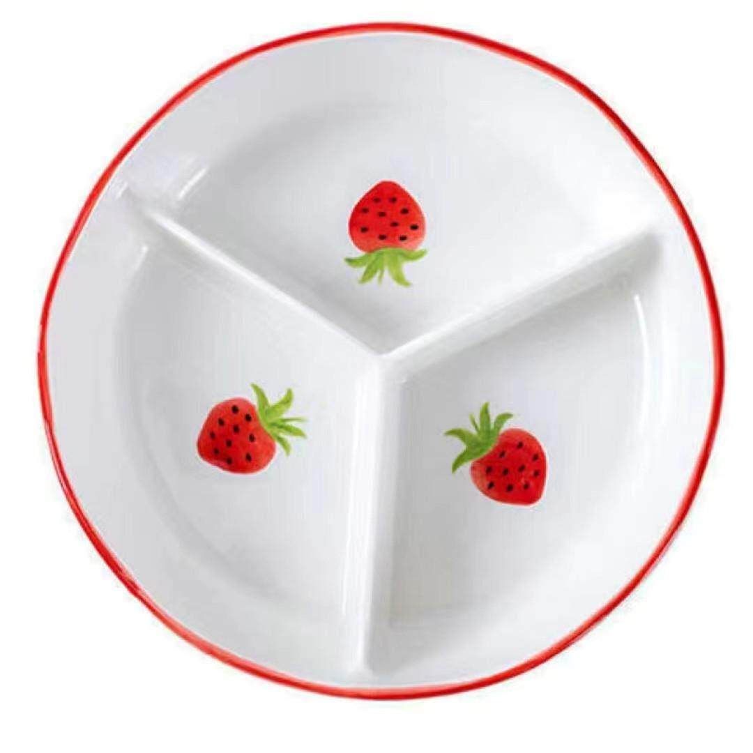 分格餐盘儿童加深陶瓷带盖饭盒分餐盘大人女孩专用加热减肥保温