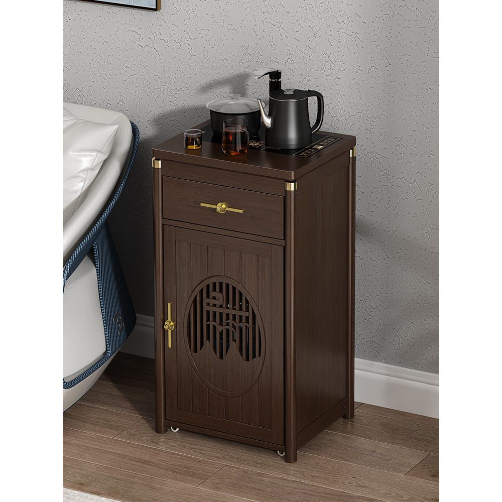 小茶台边柜边几茶几茶桌烧水壶一体茶吧机实木移动水桶架茶水柜子