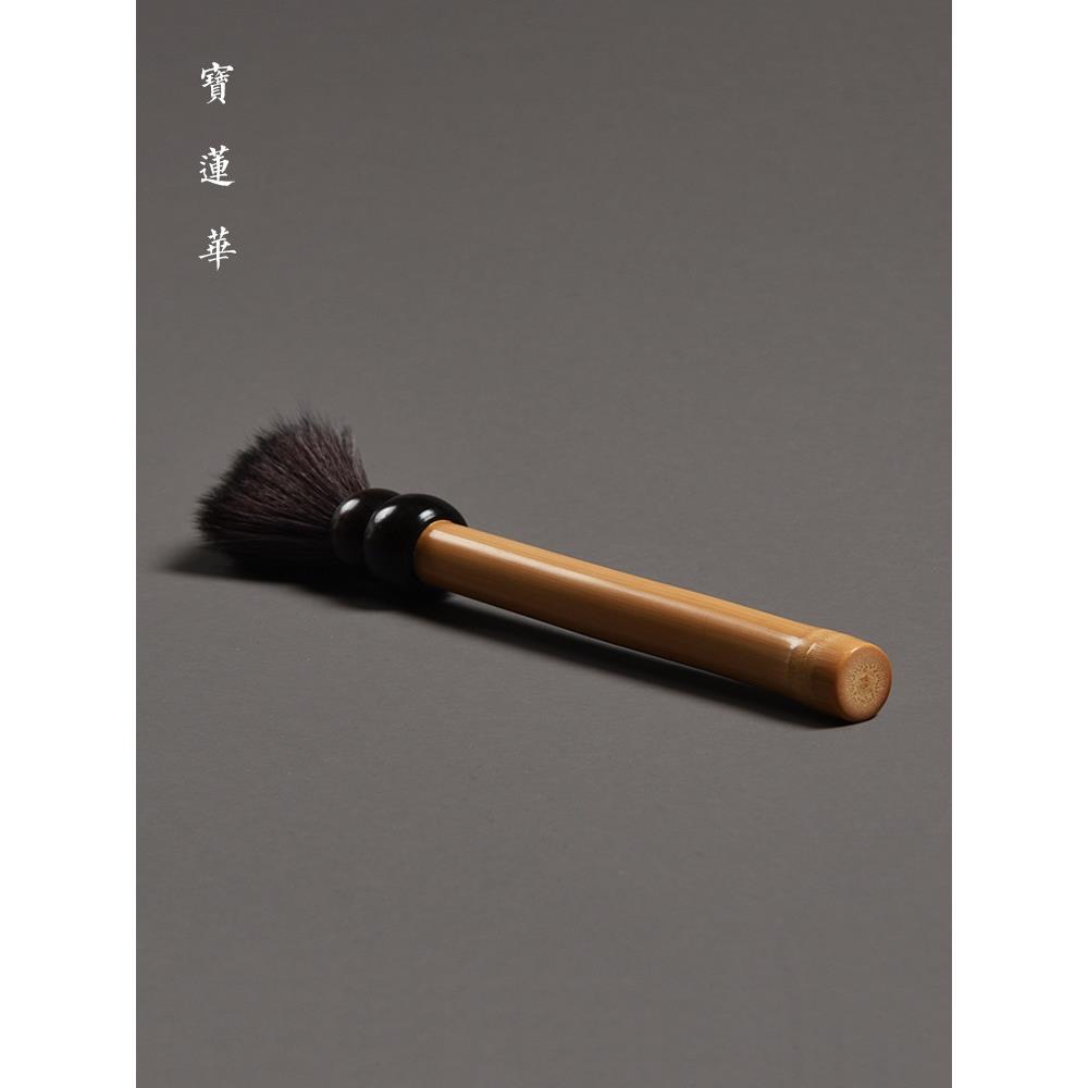 精磨实心竹柄黑檀木葫芦头养壶笔 玉竹刷壶笔 壶刷子养茶壶毛笔刷