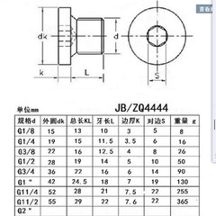 热销内六角法兰面堵头带垫螺塞G1/8-G2寸 JB/ZQ 4444英制组合垫片