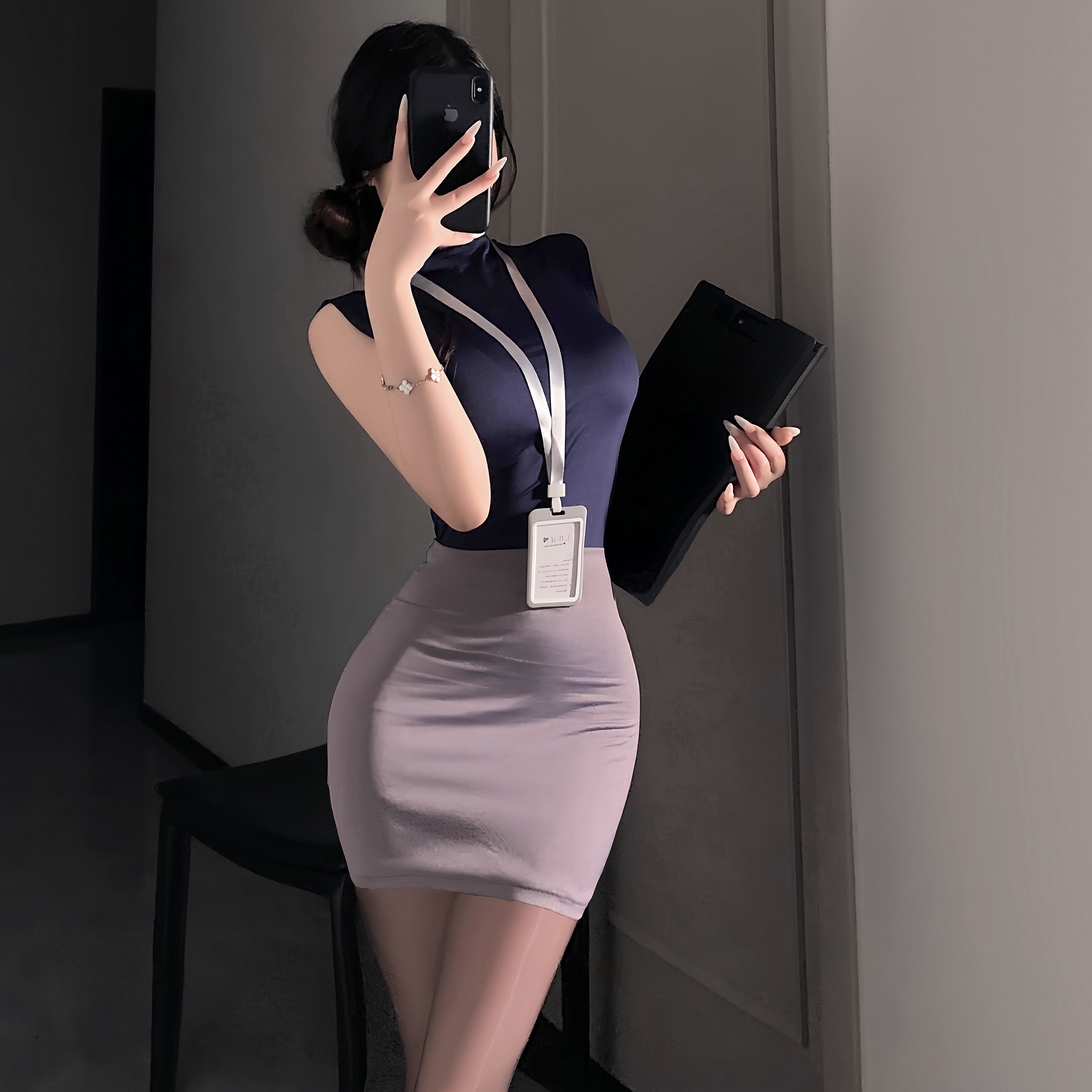 thumbnail for Sexy secretary wrap hip skirt hot royal sister OL uniform slim dress fun mood nightclub pure desire dating skirt