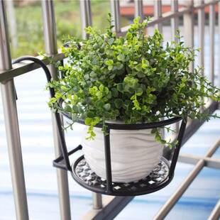 极速阳台花架铁艺栏杆架悬挂式 窗台吊兰绿萝吊篮花盆架子厂家