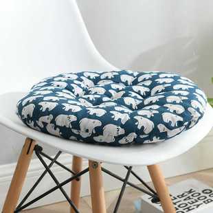 Office Chair Cushion Thicken Round Linen Seat Cushions For B