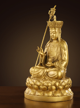 纯铜地藏王菩萨像佛像九华山铜地藏菩萨观音家用客厅玄关摆件