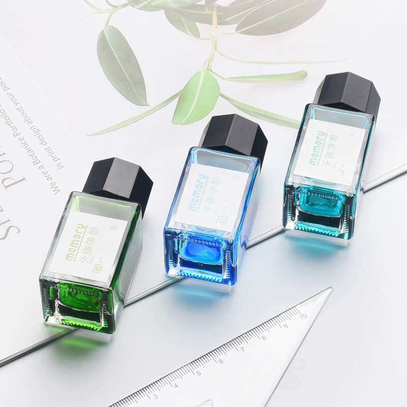 钢笔用非碳素彩墨墨水红蓝黑墨水玻璃笔蘸水笔彩色墨水分装18ML