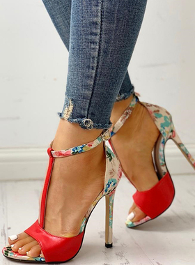 Women Sandals T-Strap High Heels Sandals Chaussures Femme Se