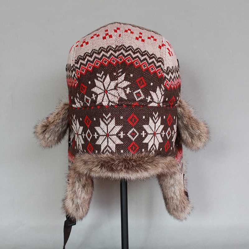 Winter Bomber Hat Women Russian Faux Fur Trapper Hat Men