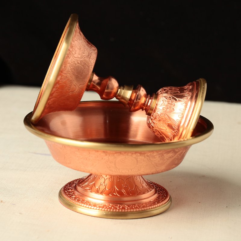 护法杯紫铜藏式花纹护杯佛前供护法杯密宗佛具大全供佛用品13cm
