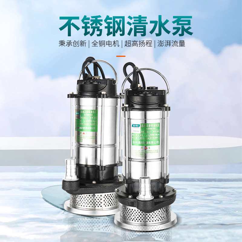 家用小型220V不锈钢潜水泵农田灌溉水井取水清水泵工业工程污水泵