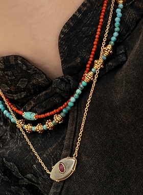 新品Bohemian Rhapsodie 法式小众彩色天然半宝石串珠项链锁骨链