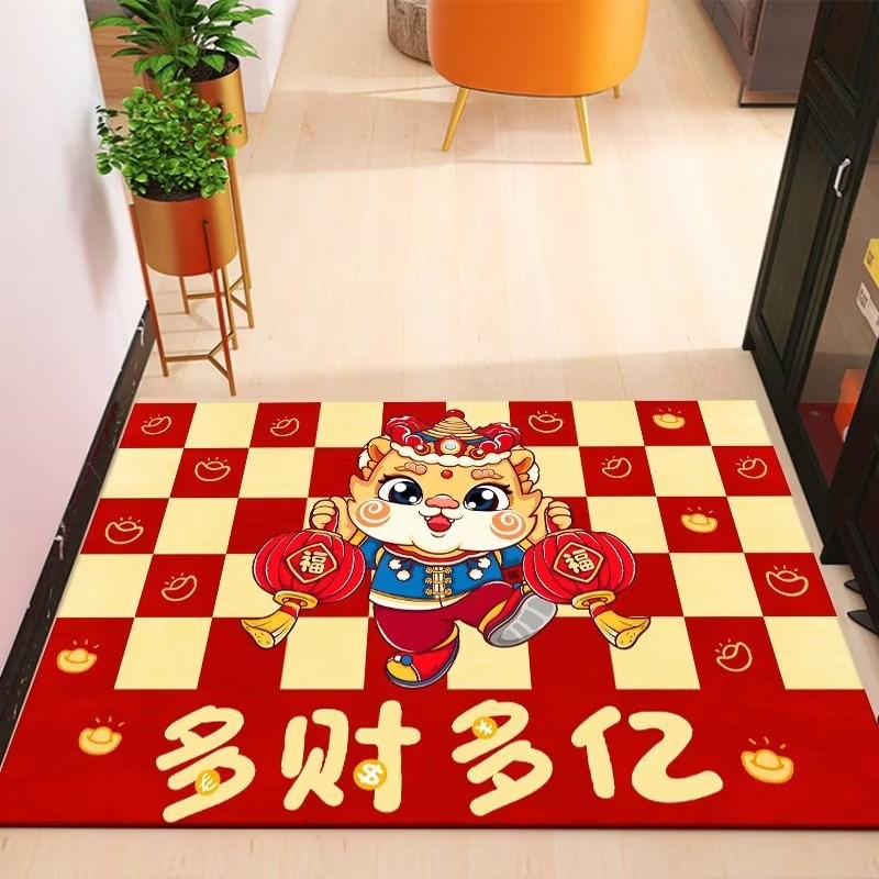 龙年进门地垫开门红地毯新年脚垫2024新年印字广告地垫喜庆红门垫