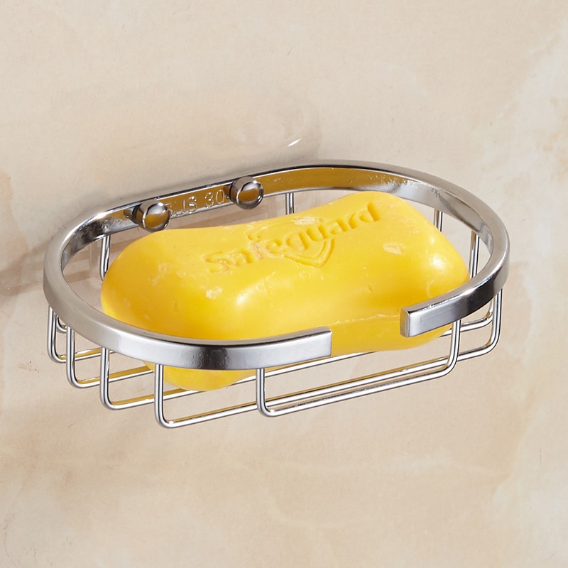 304不锈钢 小方/圆形 免打孔浴室卫生间皂盒架香皂网篮托架置物架