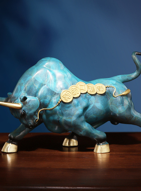 纯铜生肖牛摆件家居客厅华尔街铜牛转乾坤牛气冲天办公室开业礼品