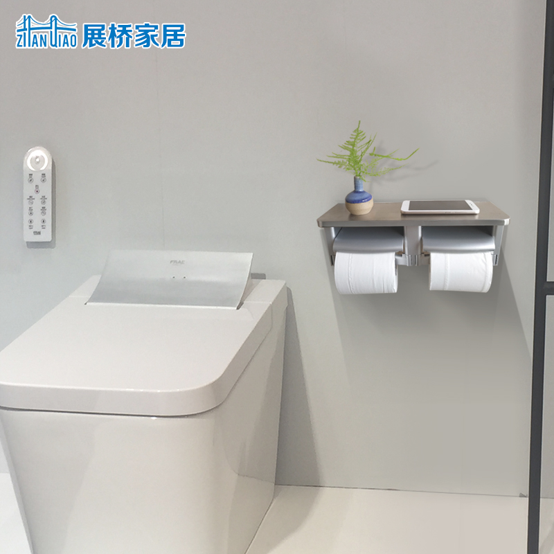 304不锈钢纸巾架酒店海底捞卫生间厕所纸盒免打孔卷纸器手纸置物